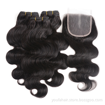 Brazilian Body Wave Human Hair Lace Closure 4"*4" Natural Free Part Middle Part Three Part Human Hair Weave Closures